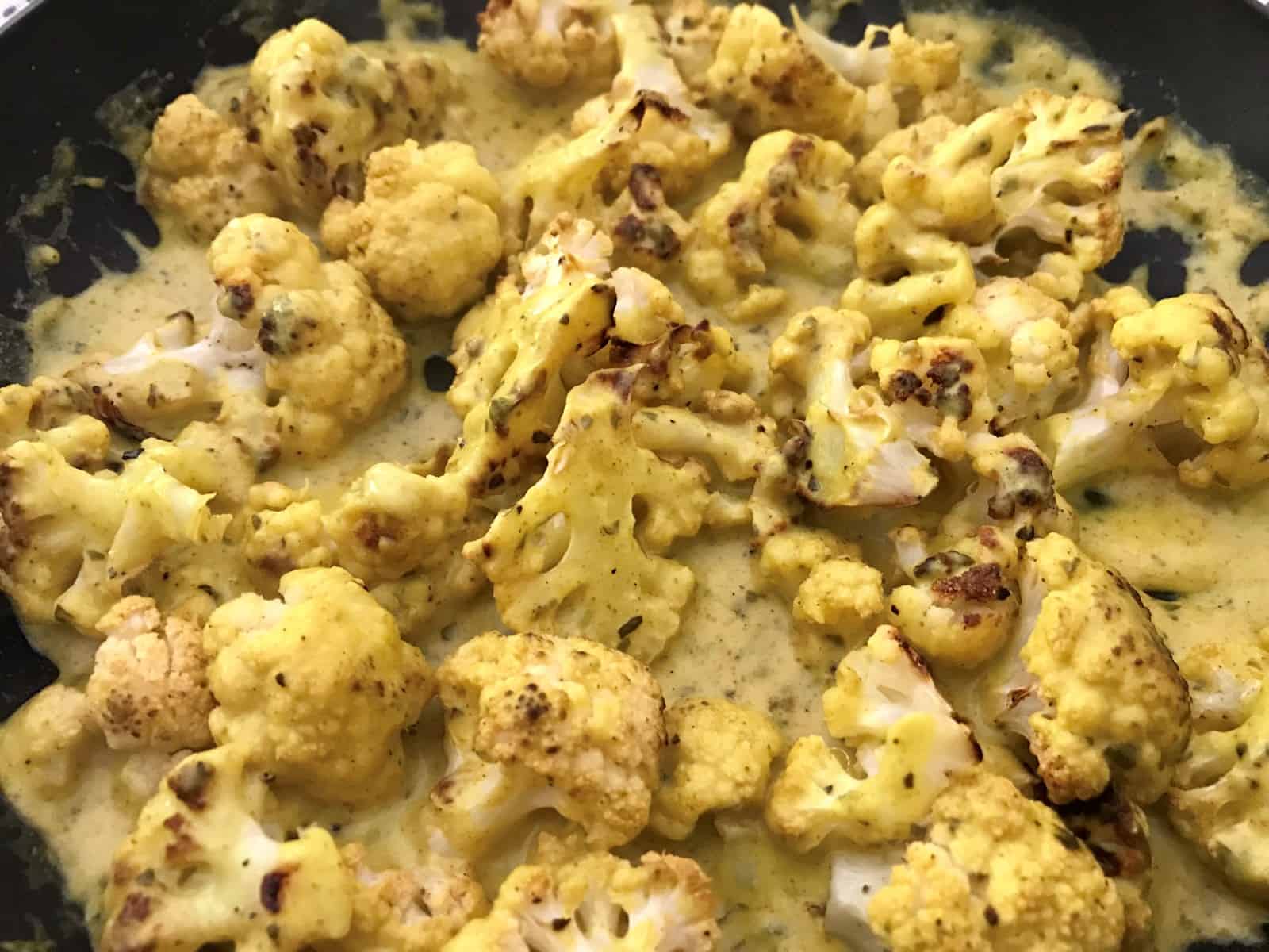 Roasted Cauliflower in Coconut Curry Sauce