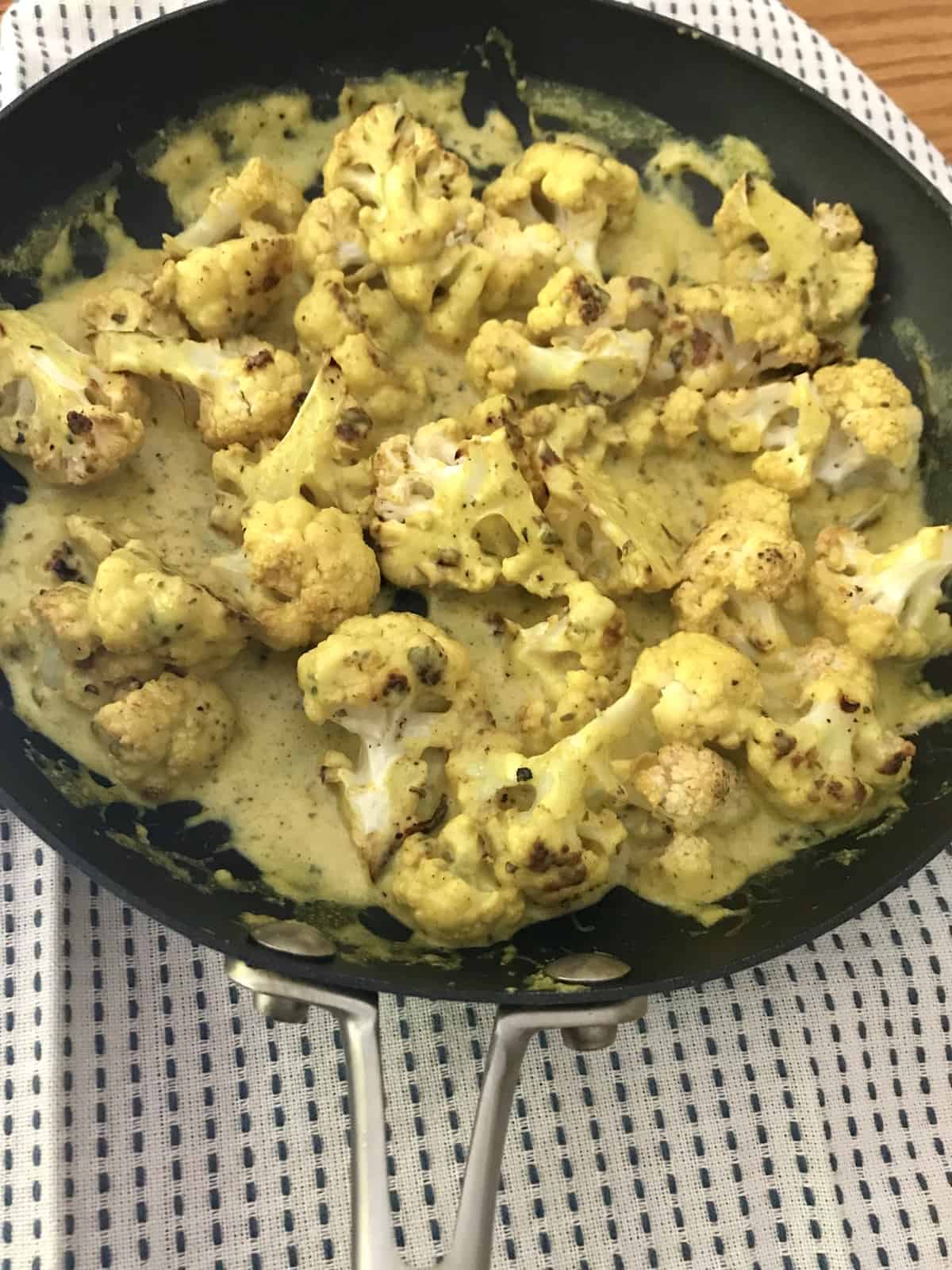Roasted Cauliflower in Coconut Curry Sauce