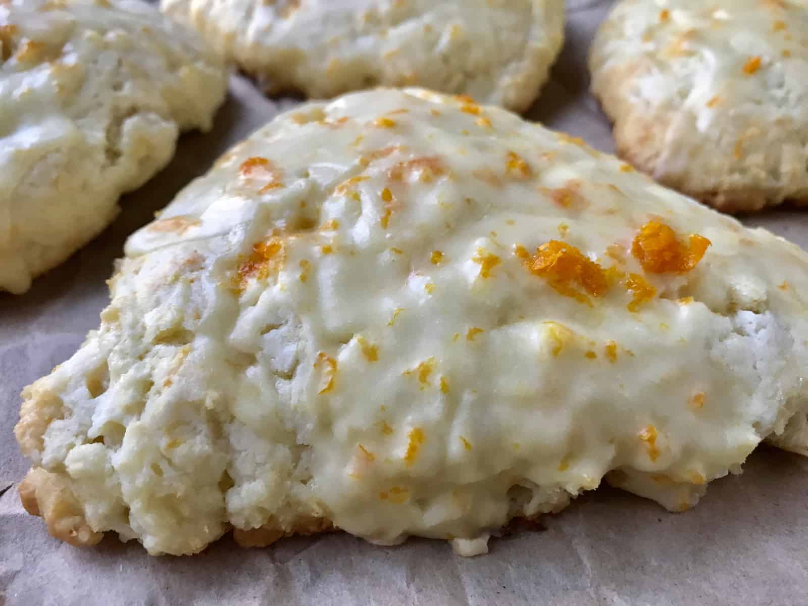 close up of orange scone