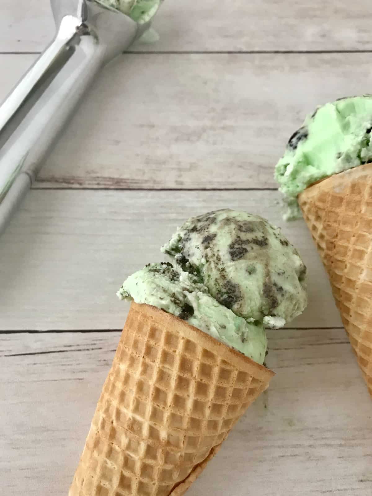 close up of ice cream in a cone