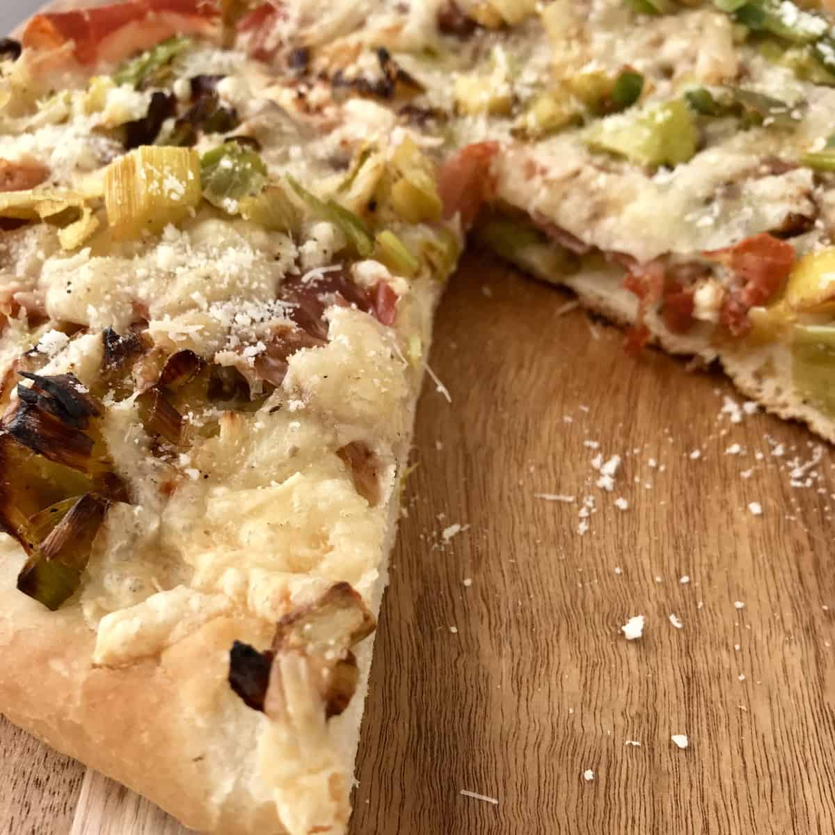 Prosciutto, Leek and Gruyere Pizza