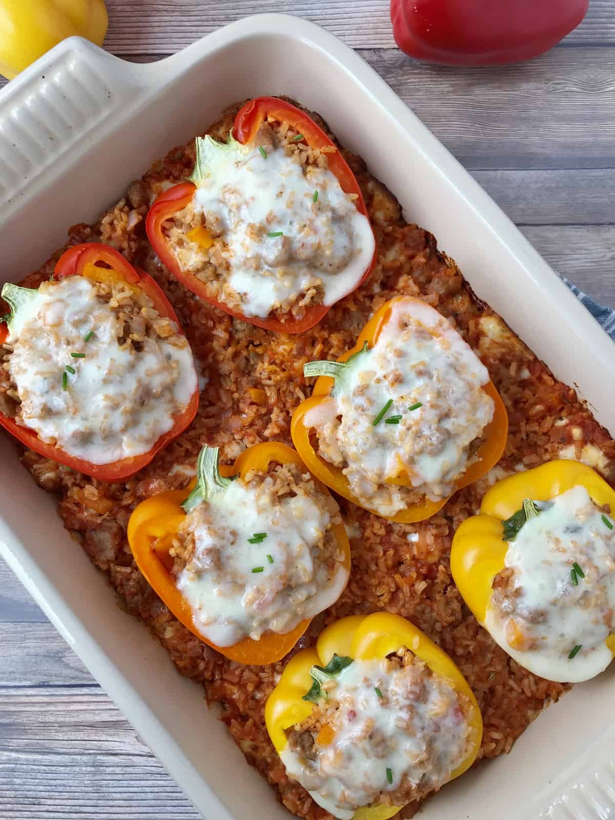 dish of stuffed sweet peppers