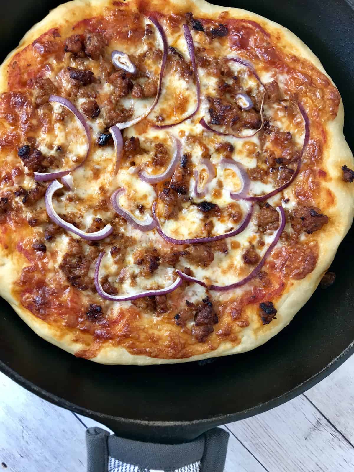 Sausage and Onion Pan PIzza