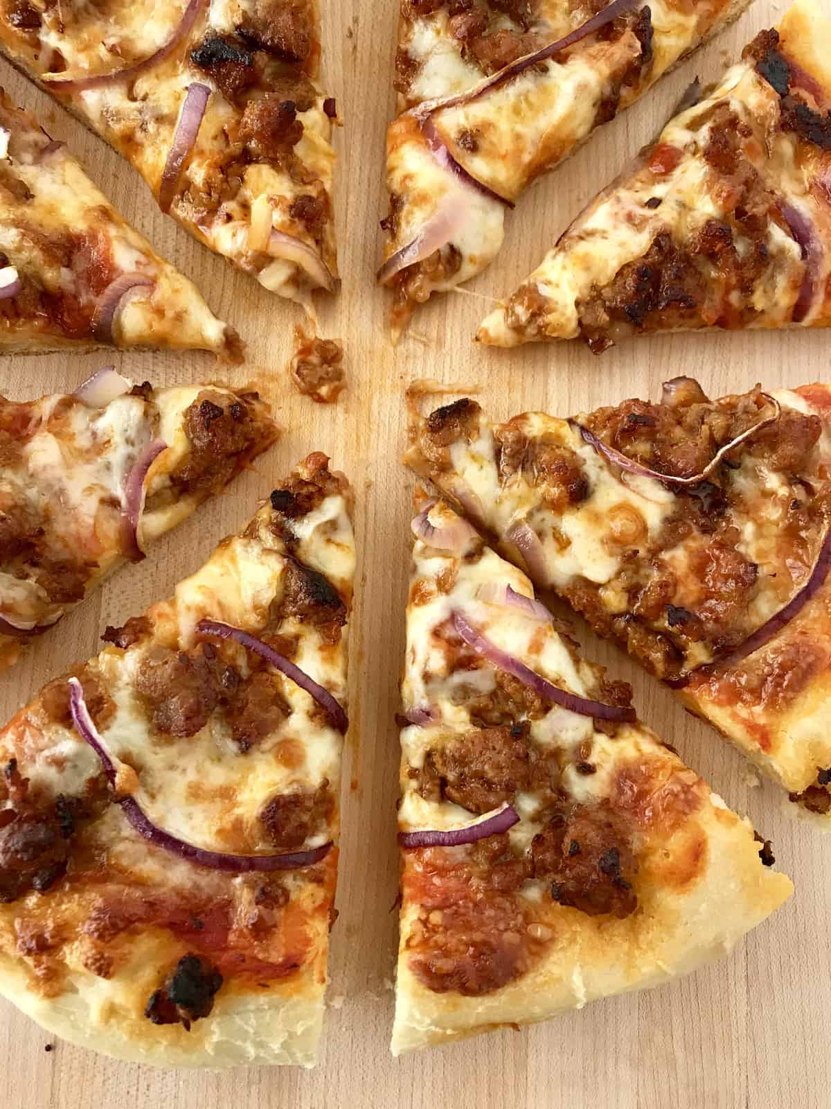 Sausage and Onion Pan Pizza