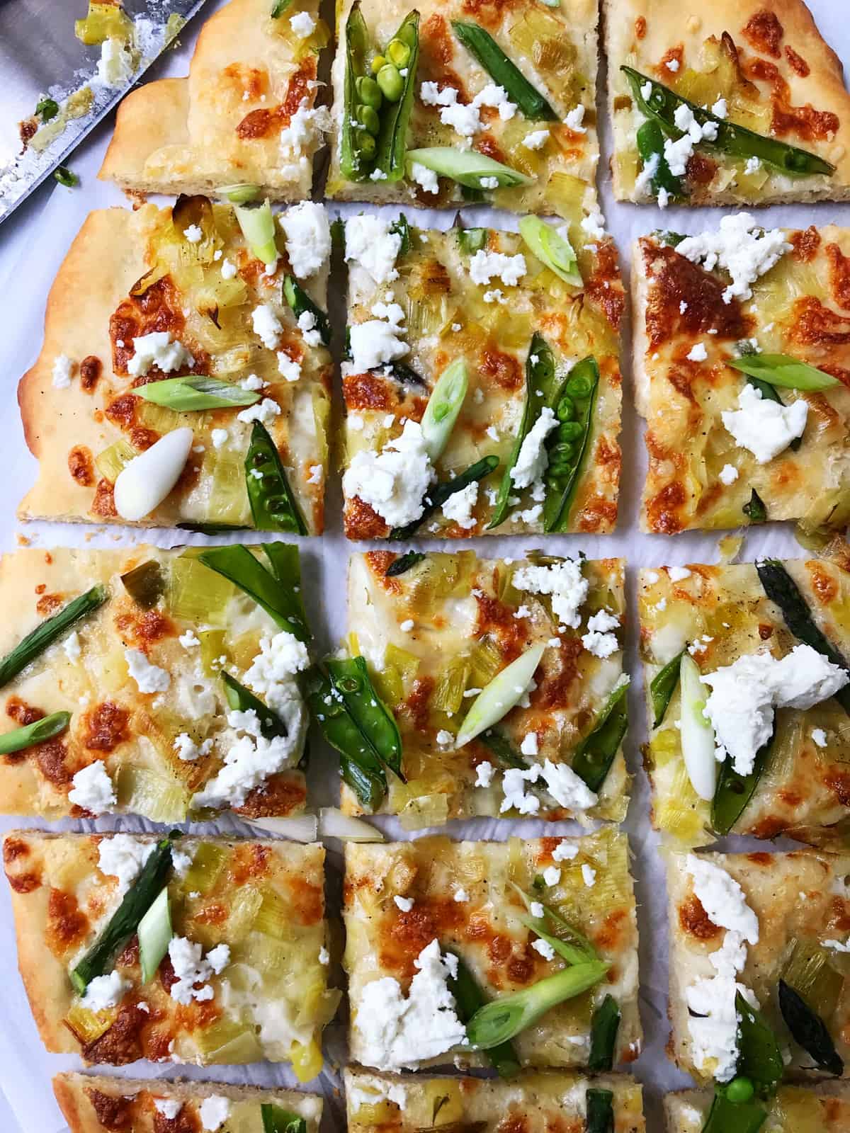 Spring Pizza with Asparagus, Leeks, and Sugar Snap Peas