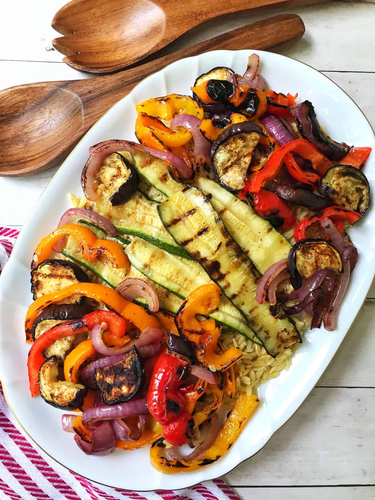 Grilled Vegetables over Orzo with Lemon Dijon Vinaigrette