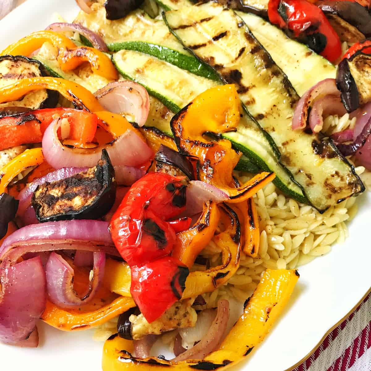 Grilled Vegetables with Orzo and Lemon Dijon Vinaigrette