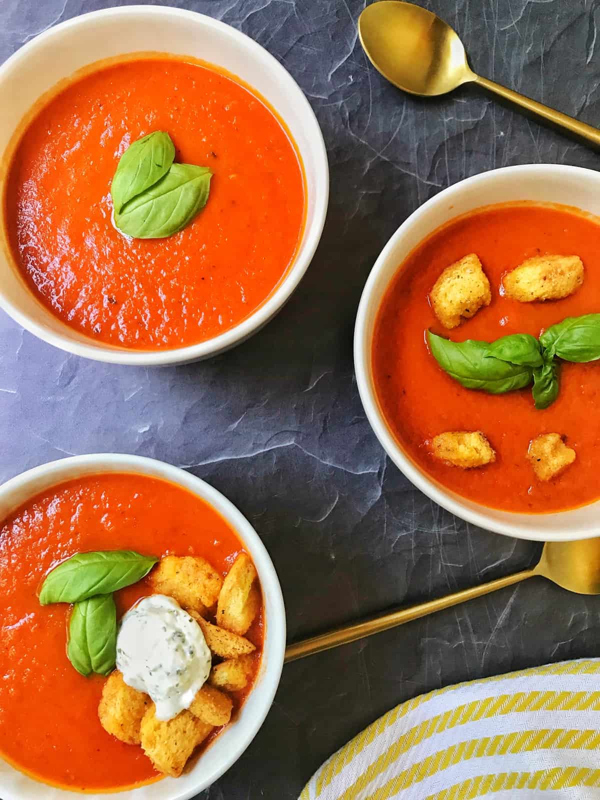 bowls of tomato soup