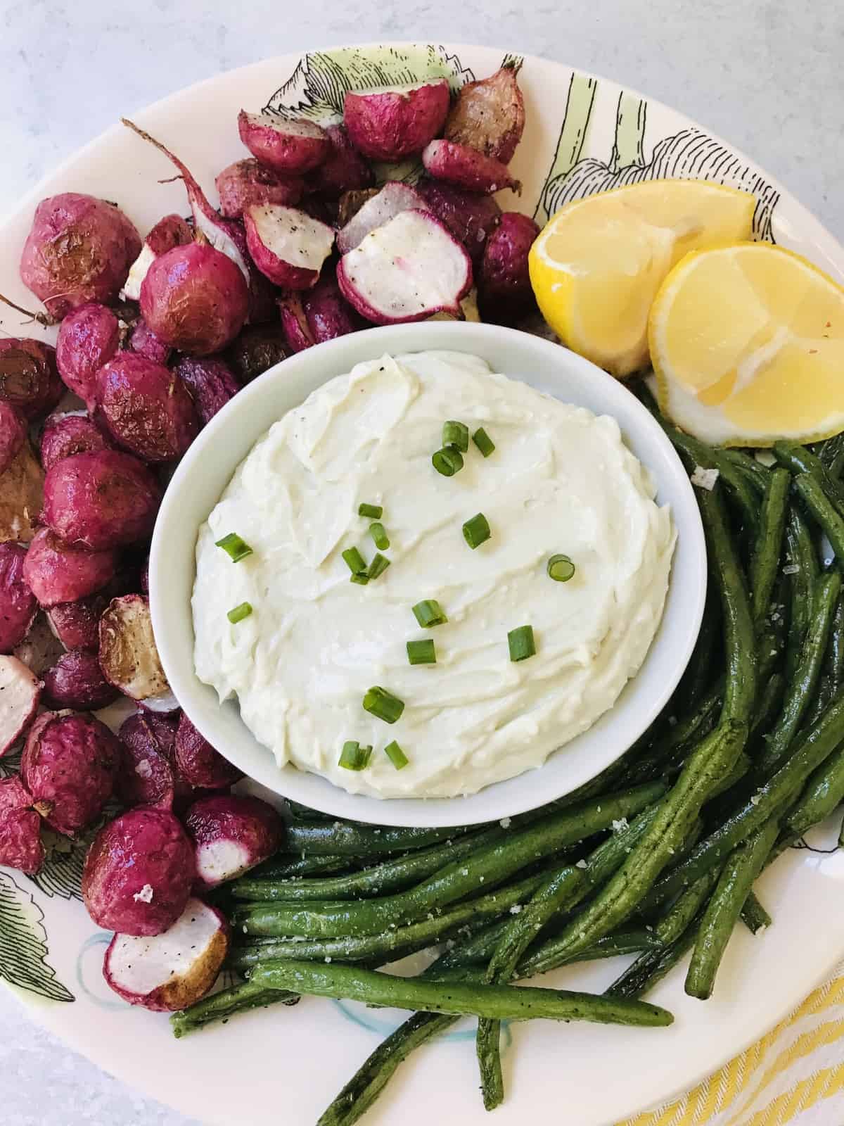 Roasted Radishes and Green Beans with Blue Cheese Butter