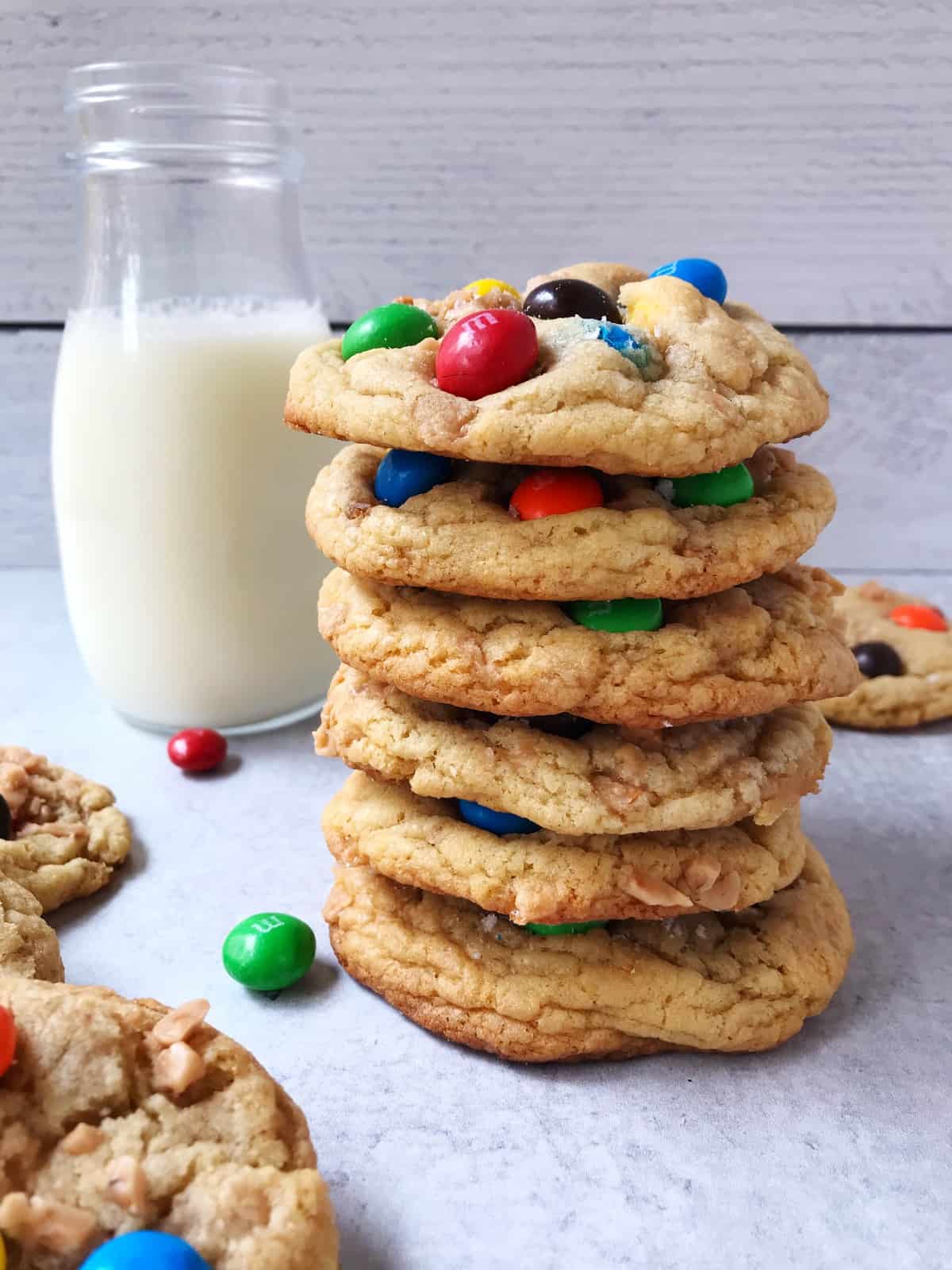 Stack of cookies with milk