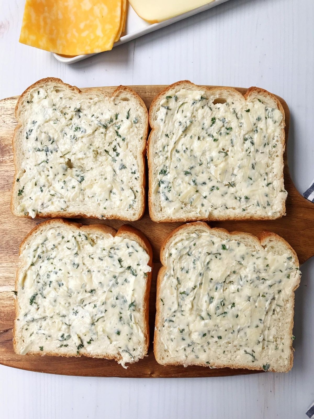 bread slathered with garlic butter