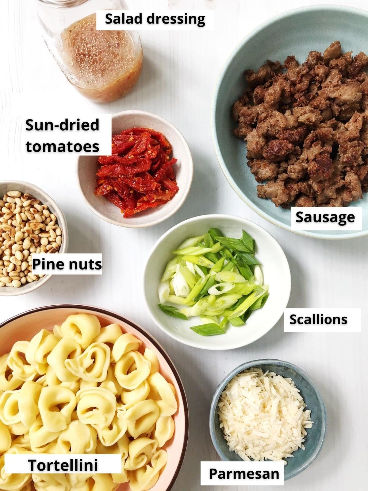 layout of labeled ingredients