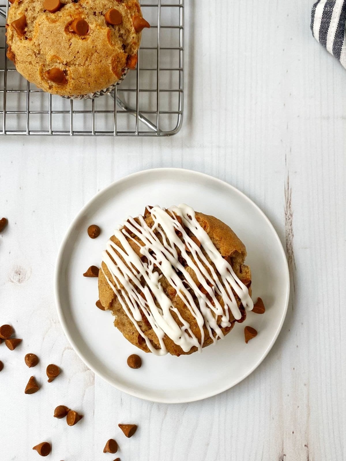 muffin with glaze on a plate 