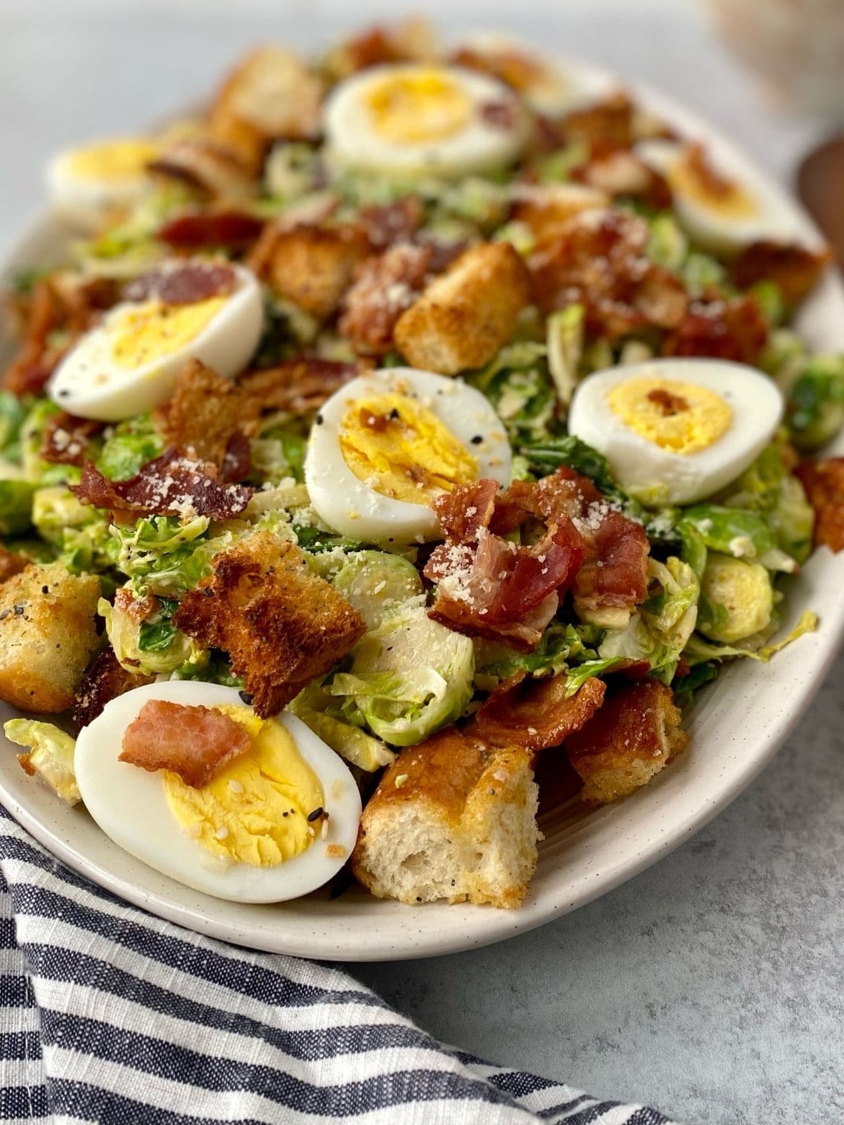 side view of Brussels sprouts salad