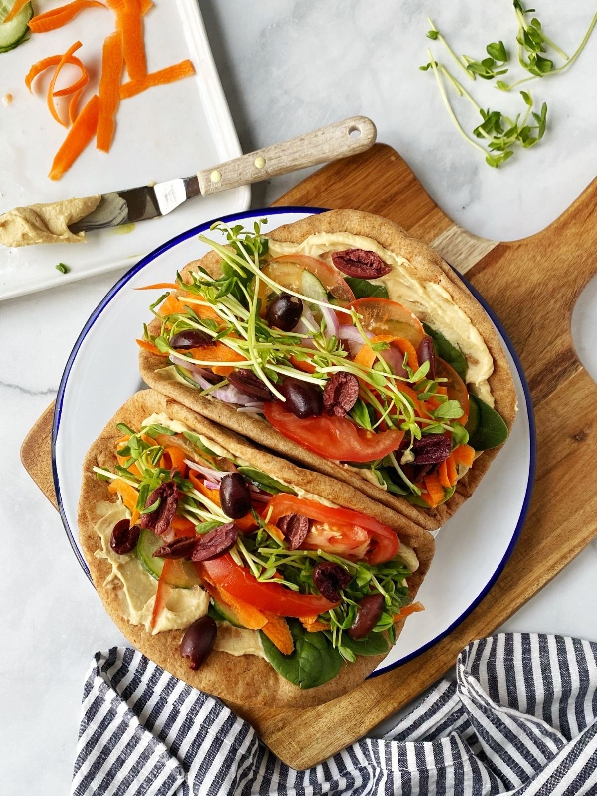 pita wraps on serving plate