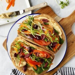 pita wraps on serving plate