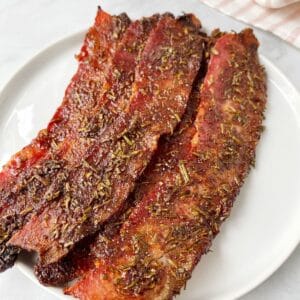 oven-baked bacon on a plate