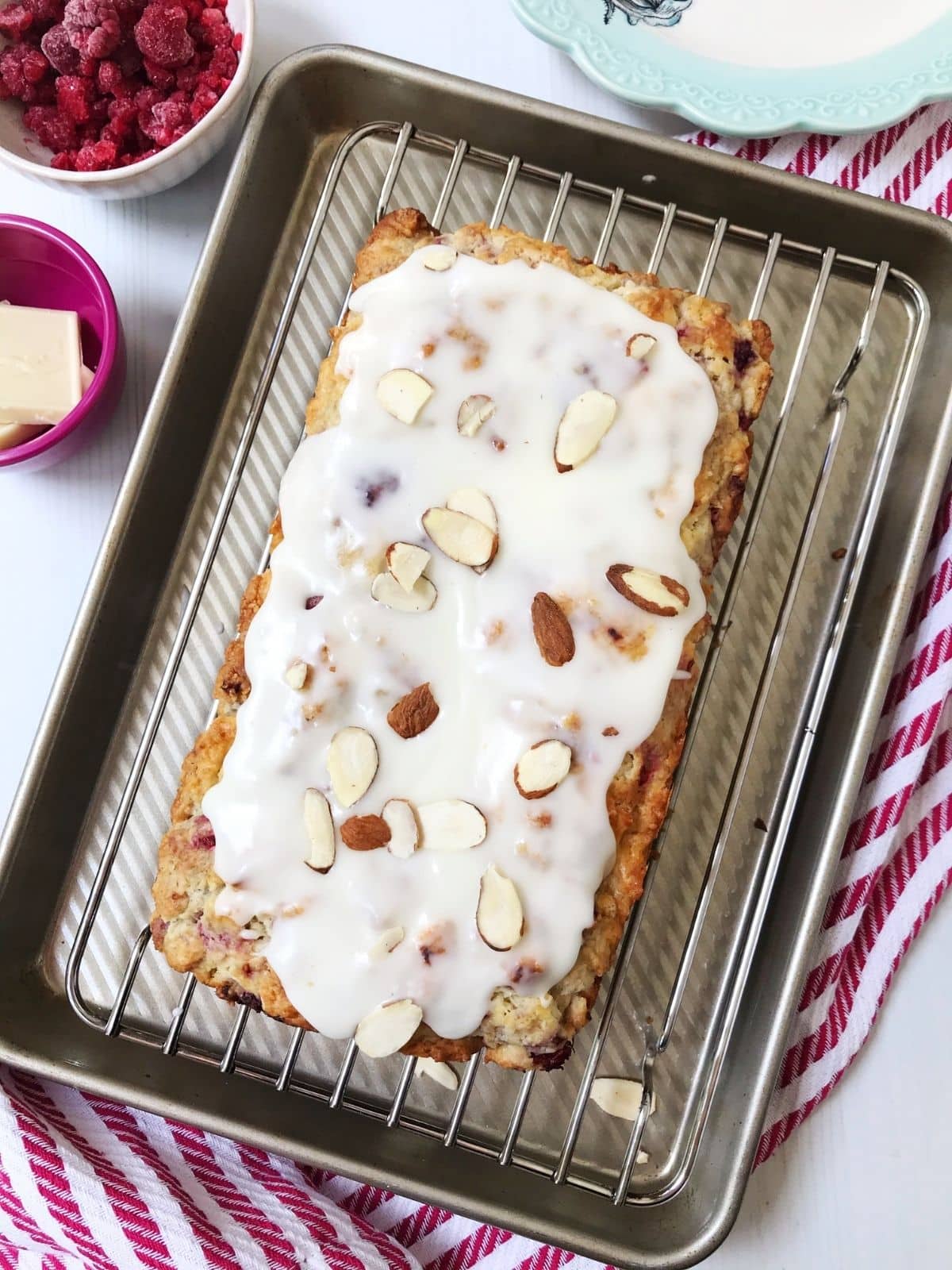 scone loaf topped with glaze