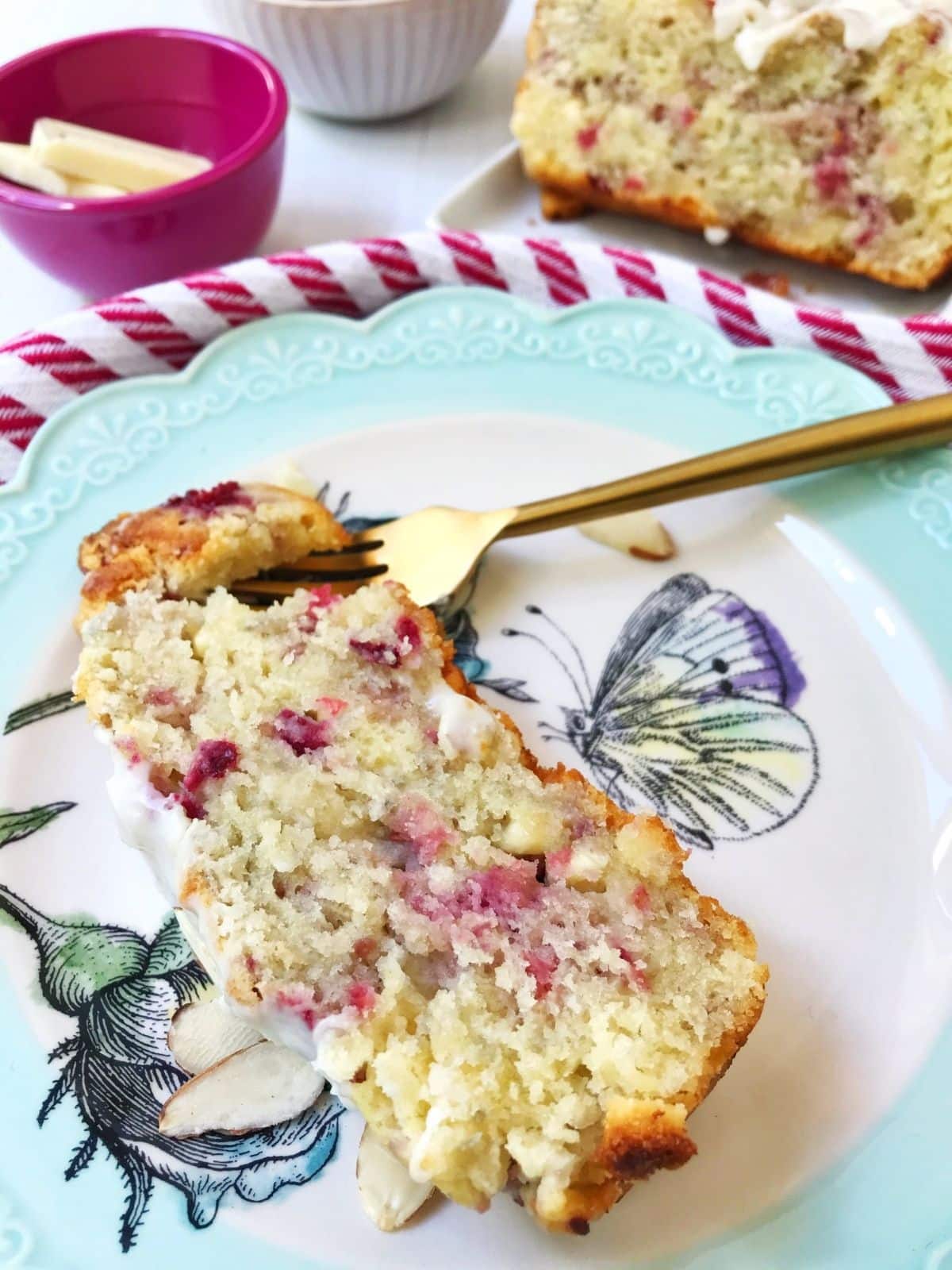 close up of slice of loaf on a plate