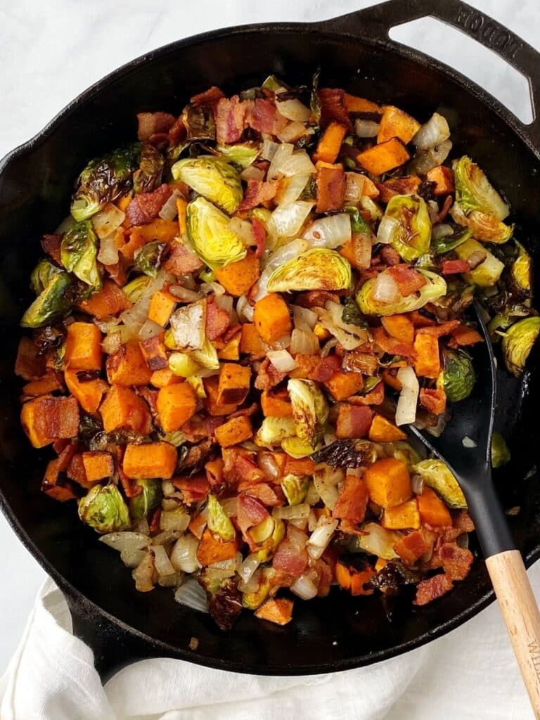 Roasted Sweet Potato Brussels Sprouts Hash - My Casual Pantry