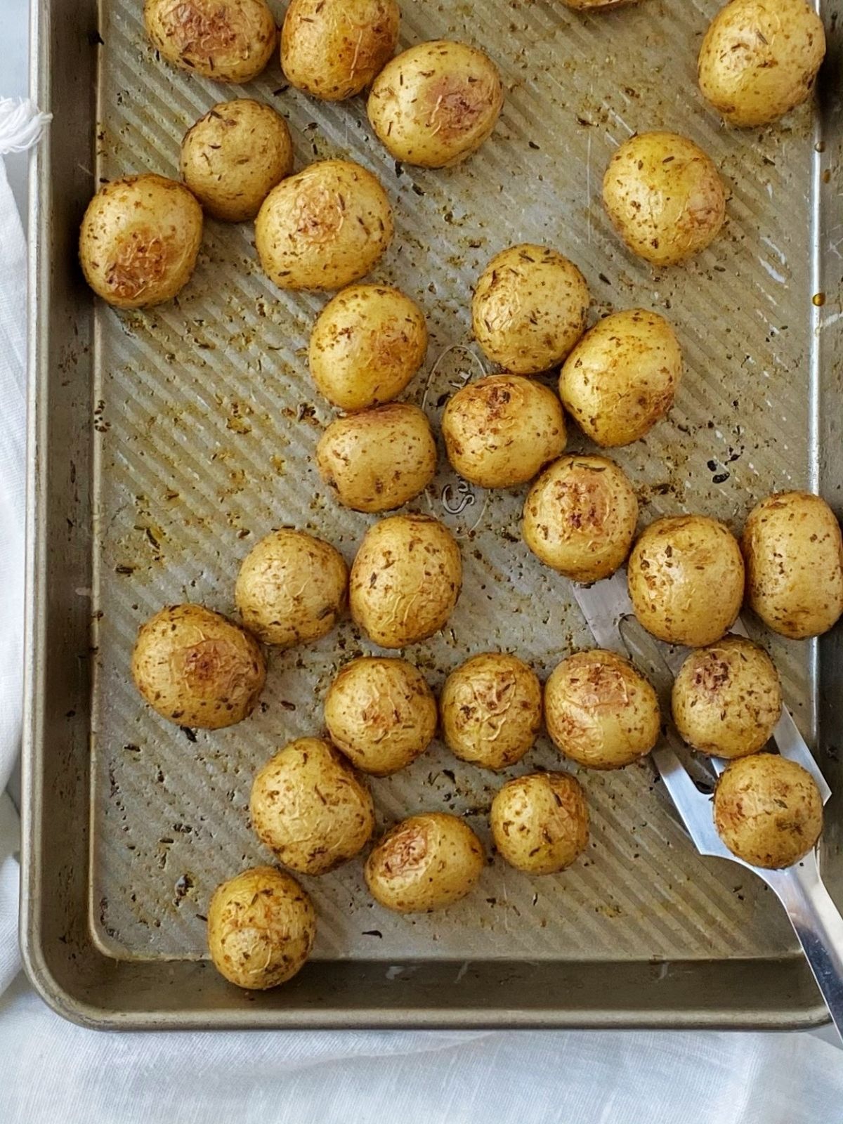 sheet pan of potatoes