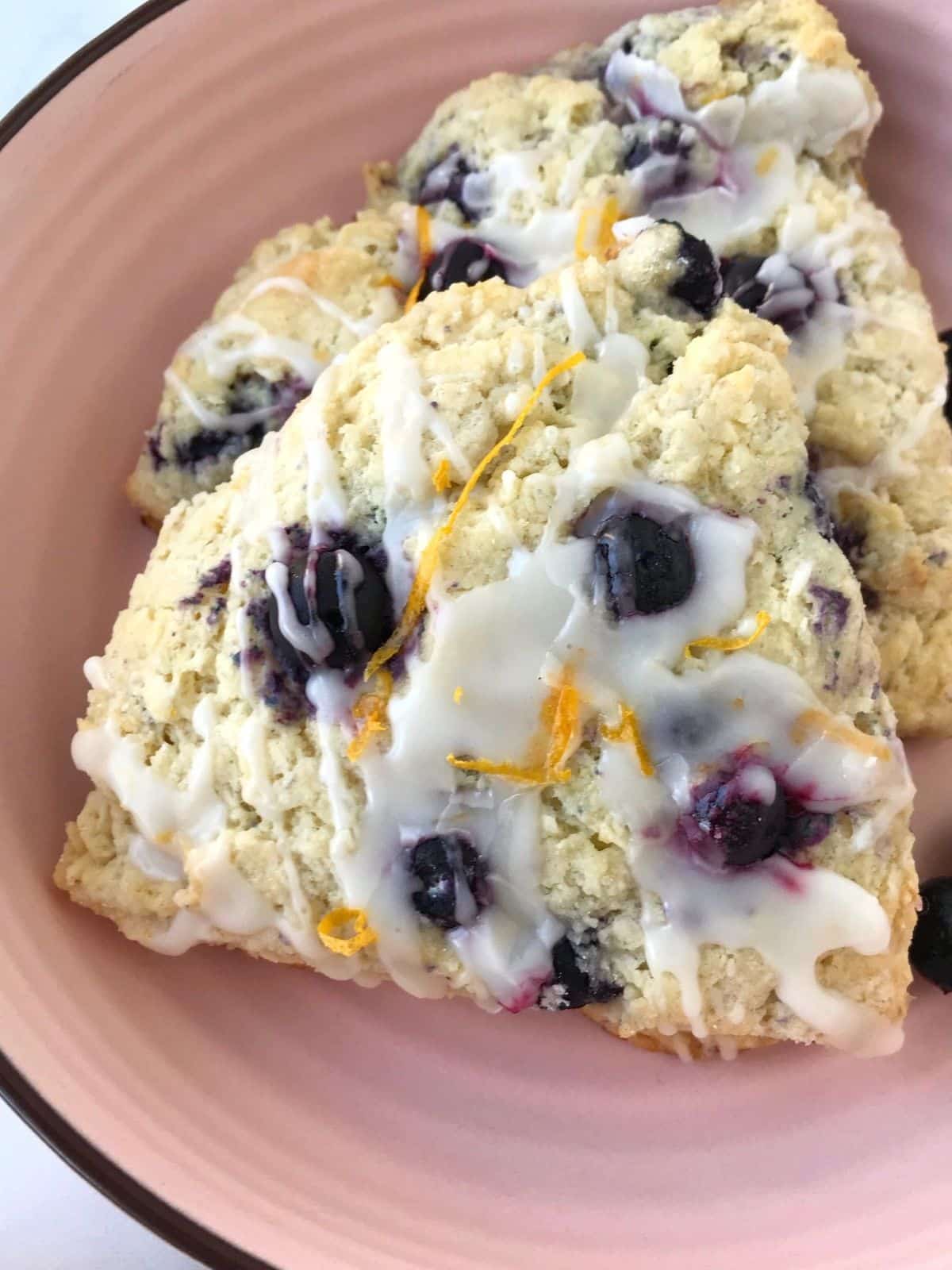 glazed scones in a dish