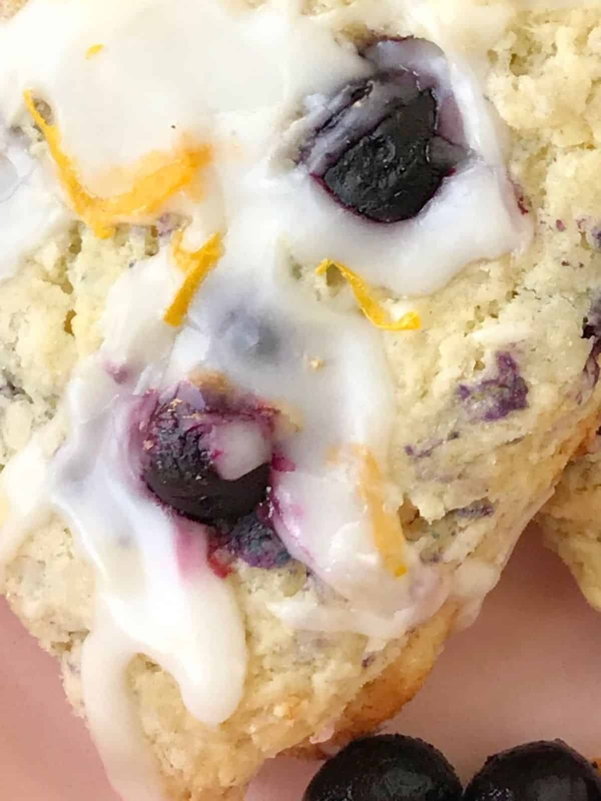 close up of glazed scone