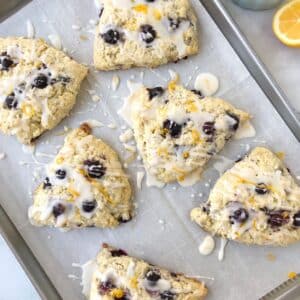 sheet pan of glazed scones