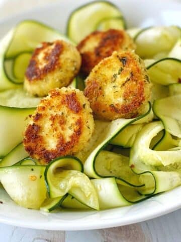 ribbons of zucchini with warm goat cheese