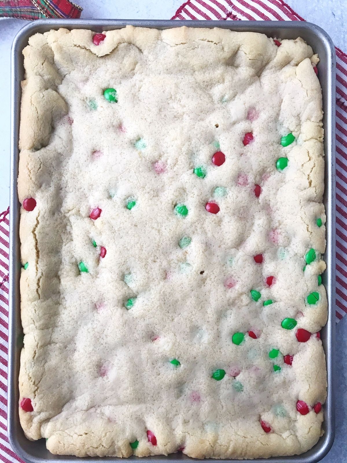 sheet pan of baked cookie bars