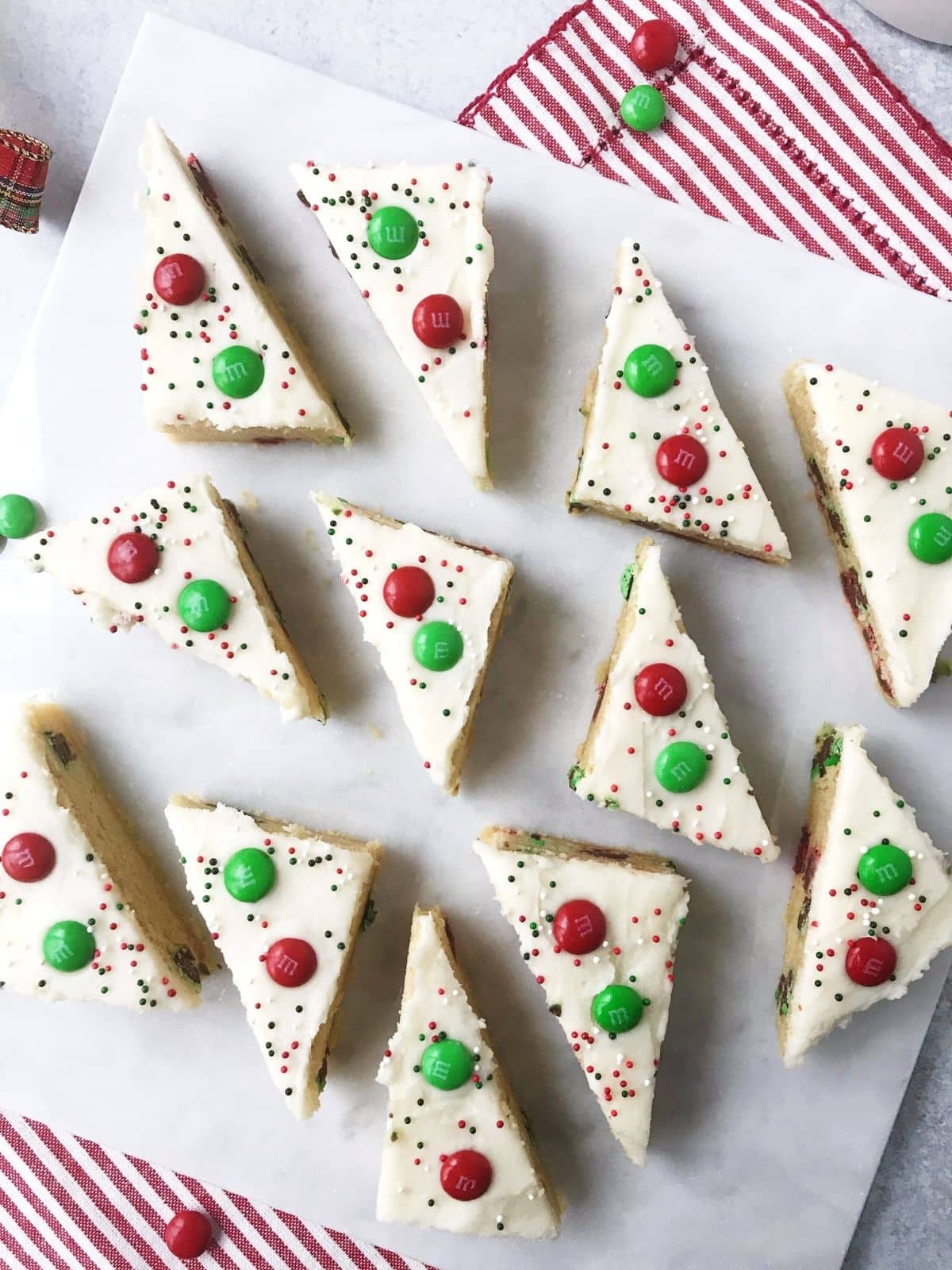 cookie bars arranged on a white platter