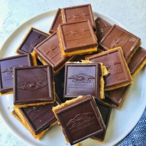 plate of toffee squares.