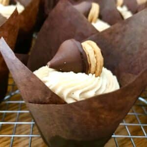 close up of decorated cupcake.