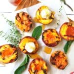 grilled peaches with honey and goat cheese.