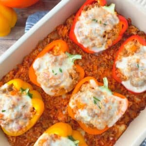 turkey sausage stuffed bell peppers.