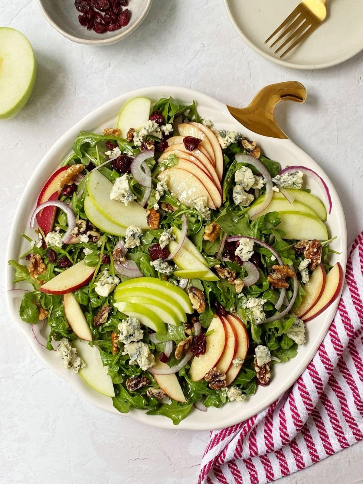 Harvest Salad with apples blue cheese on plate