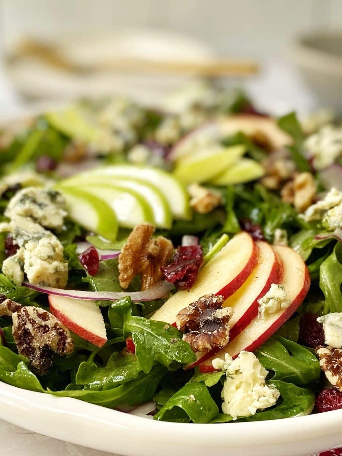 close up of Harvest Salad with apples blue cheese