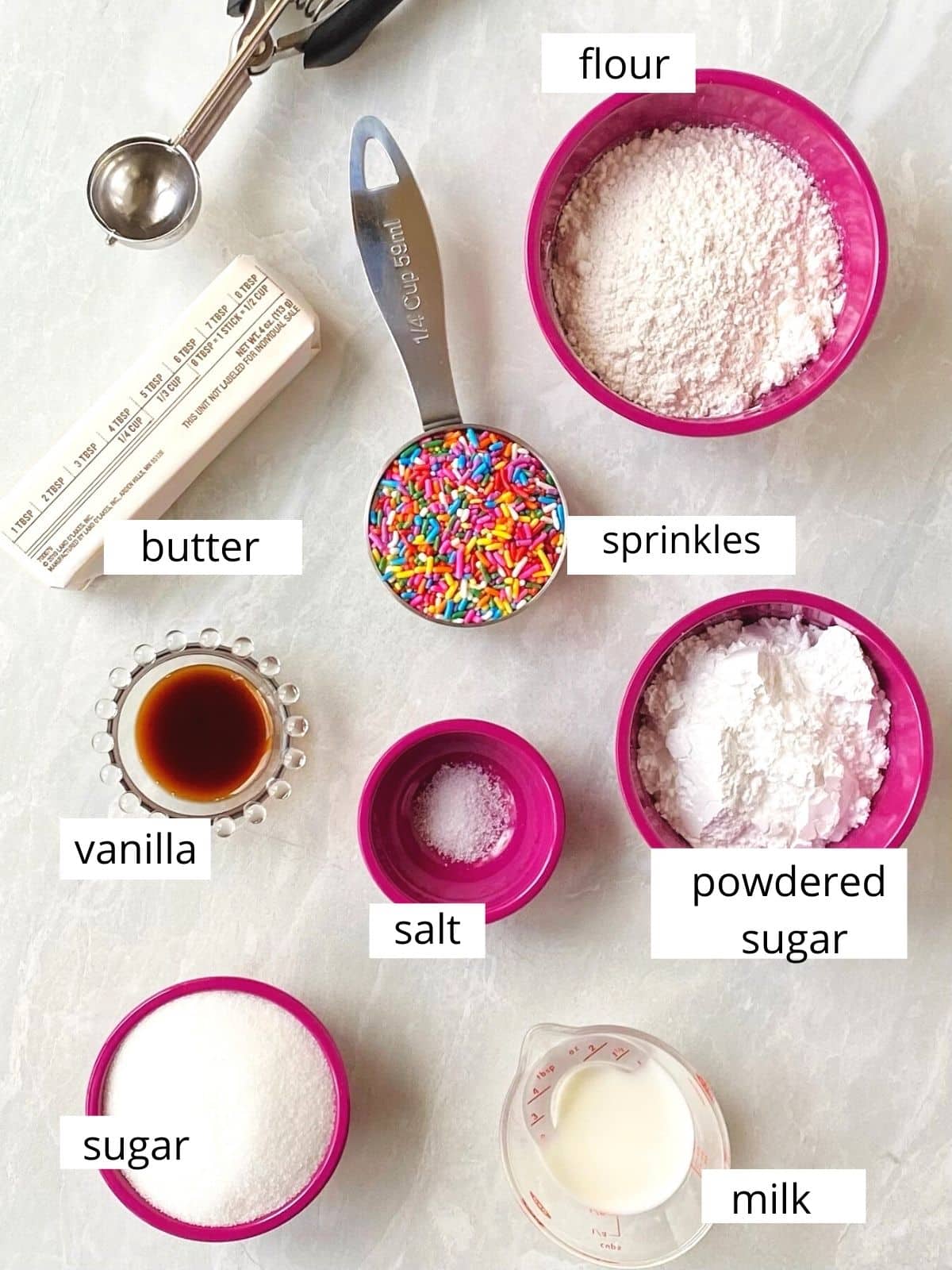ingredients for funfetti cookie dough