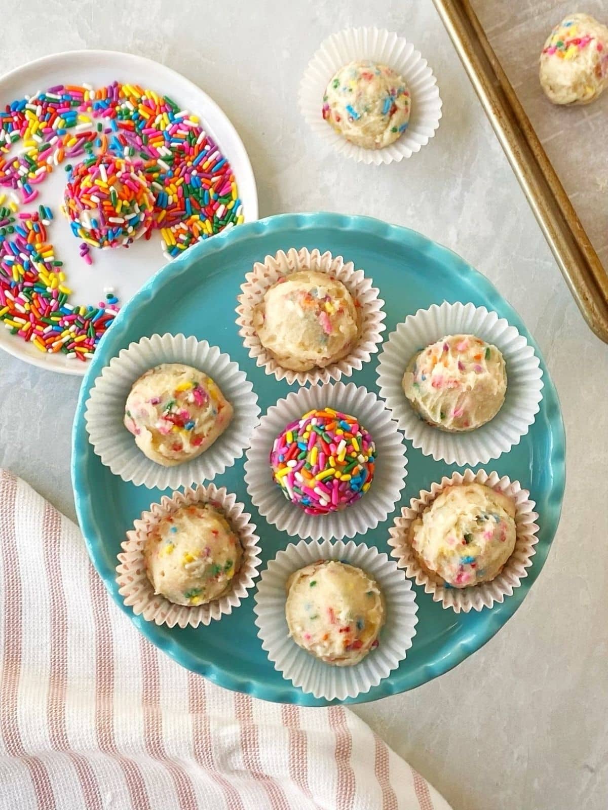 top down shot of cookie dough bites