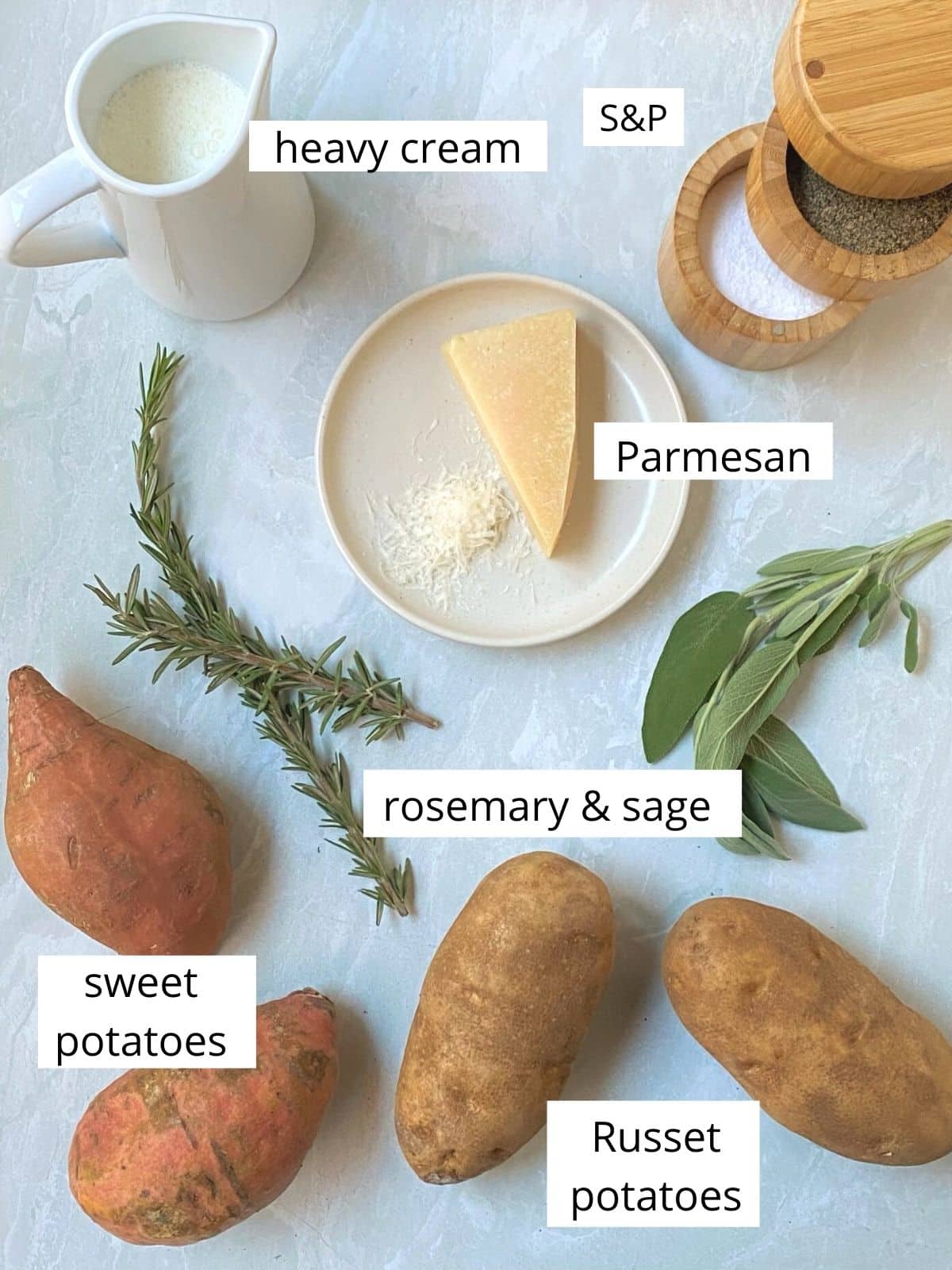 ingredients for sweet potato gratin