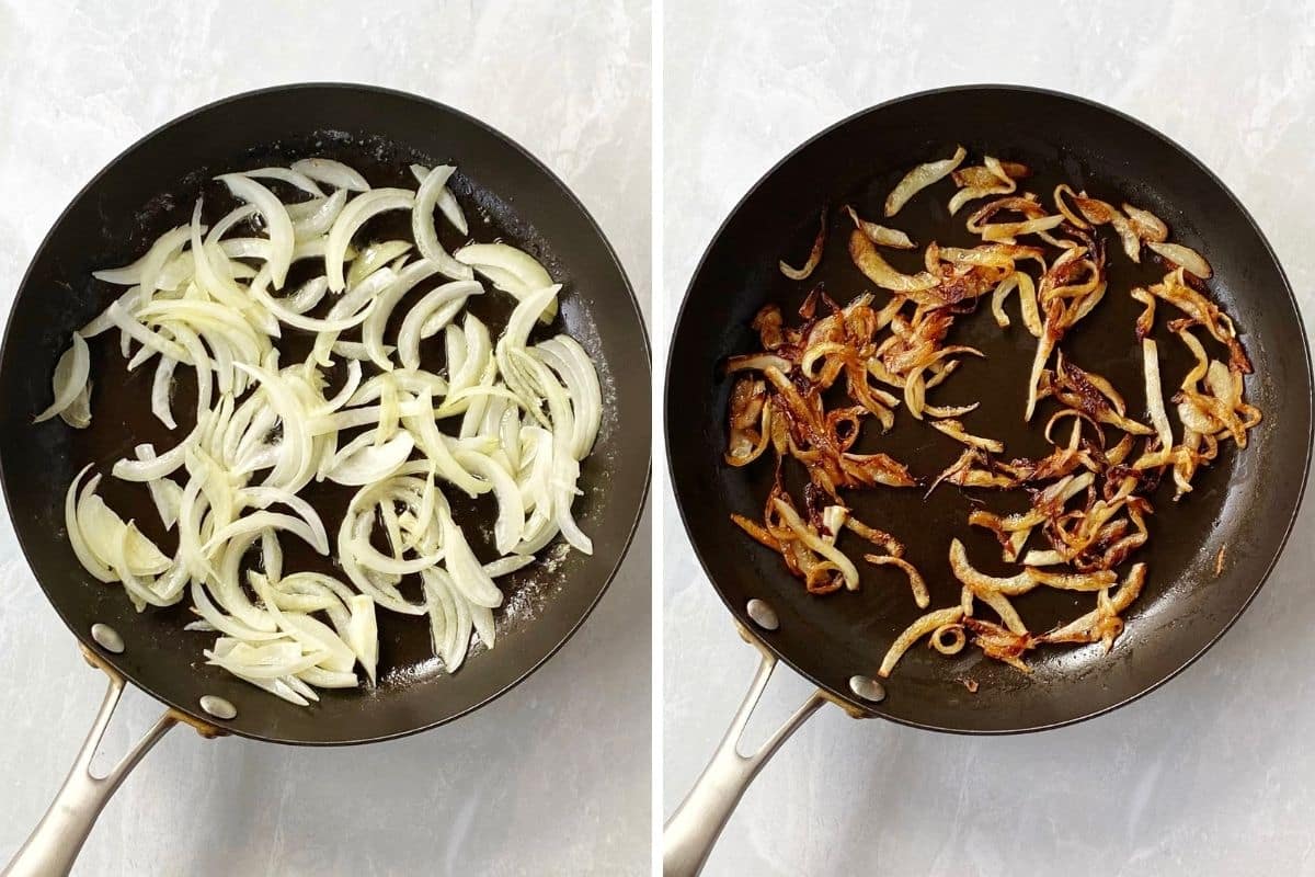 pan of caramelizing onions