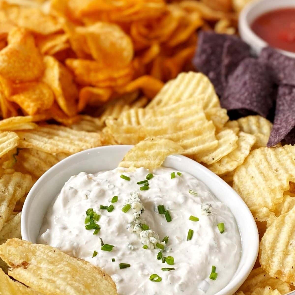 close up of blue cheese horseradish dip