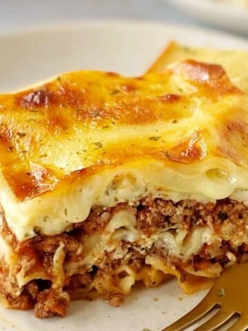 close up of freezer ready lasagna on a plate