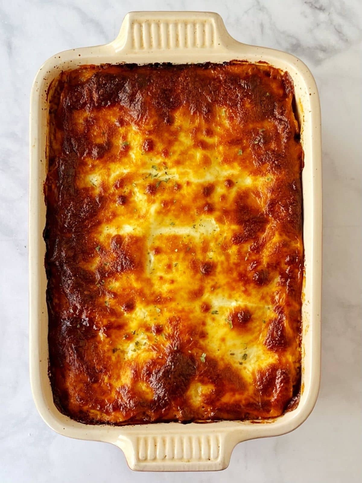 casserole of baked lasagna