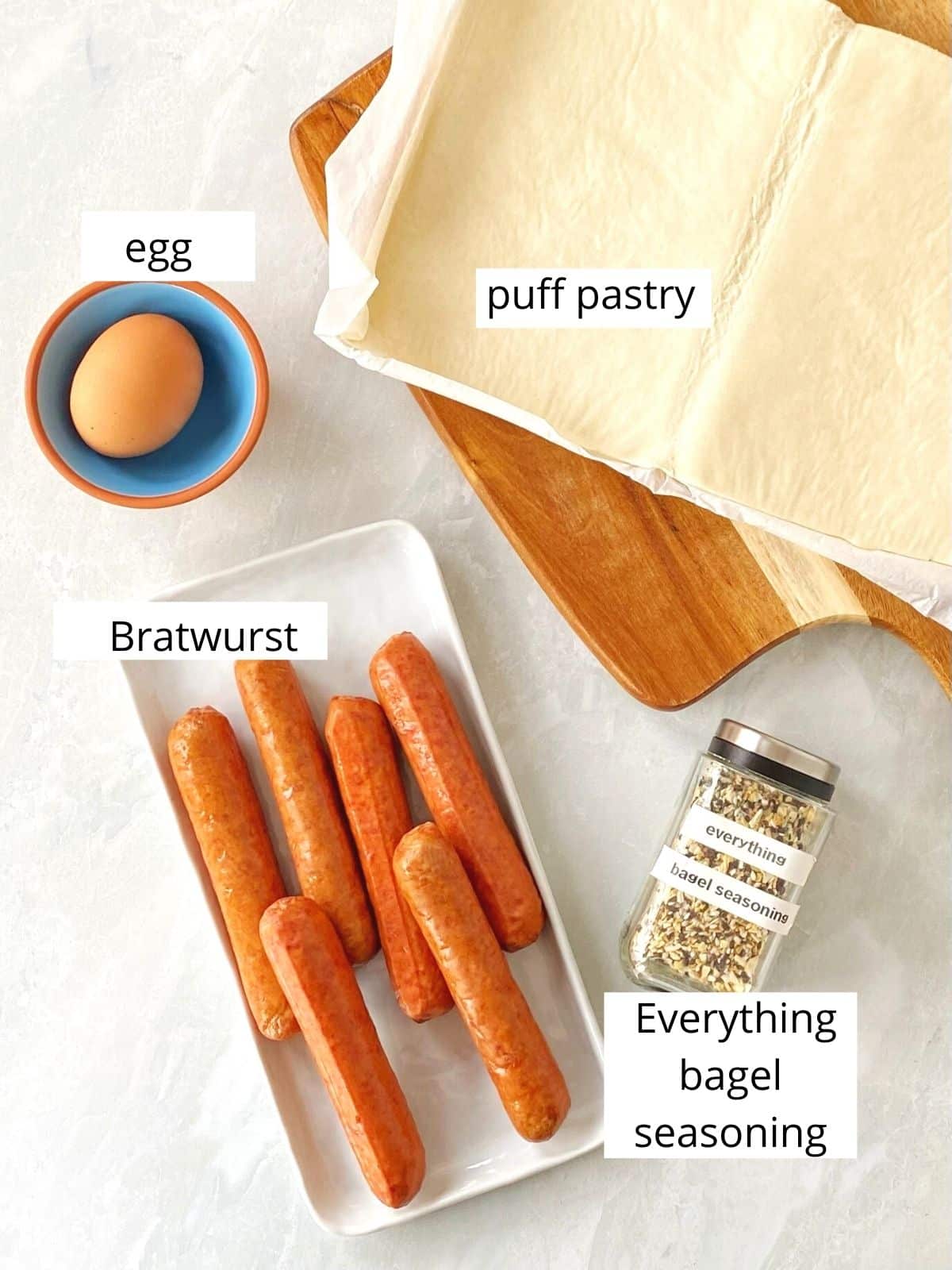 ingredients for brats in a blanket