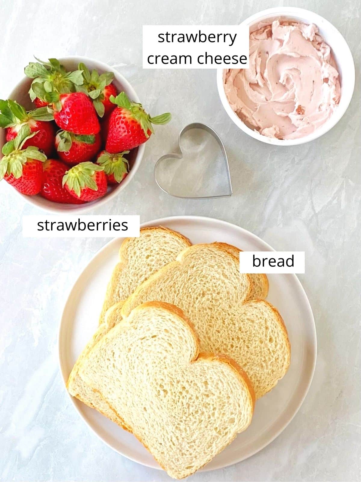 ingredients for strawberry tea sandwiches.