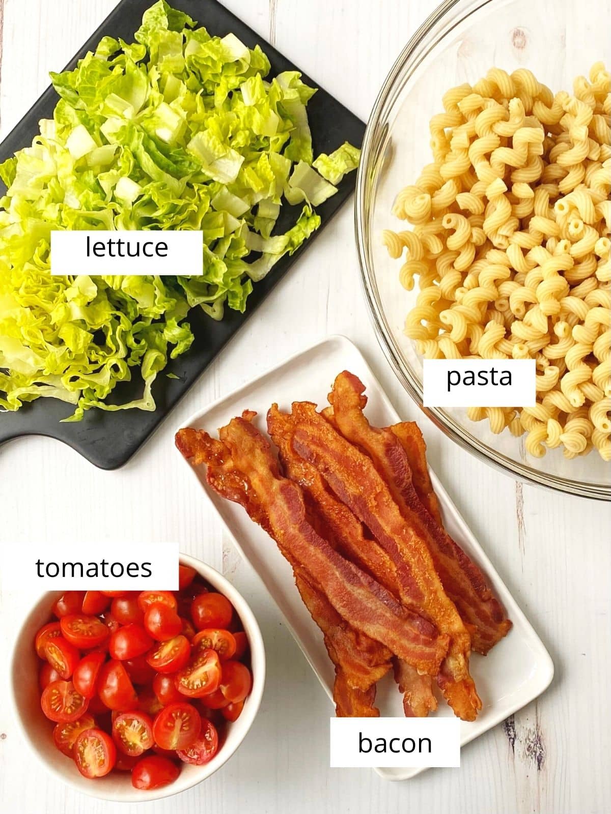 ingredients for BLT pasta salad.