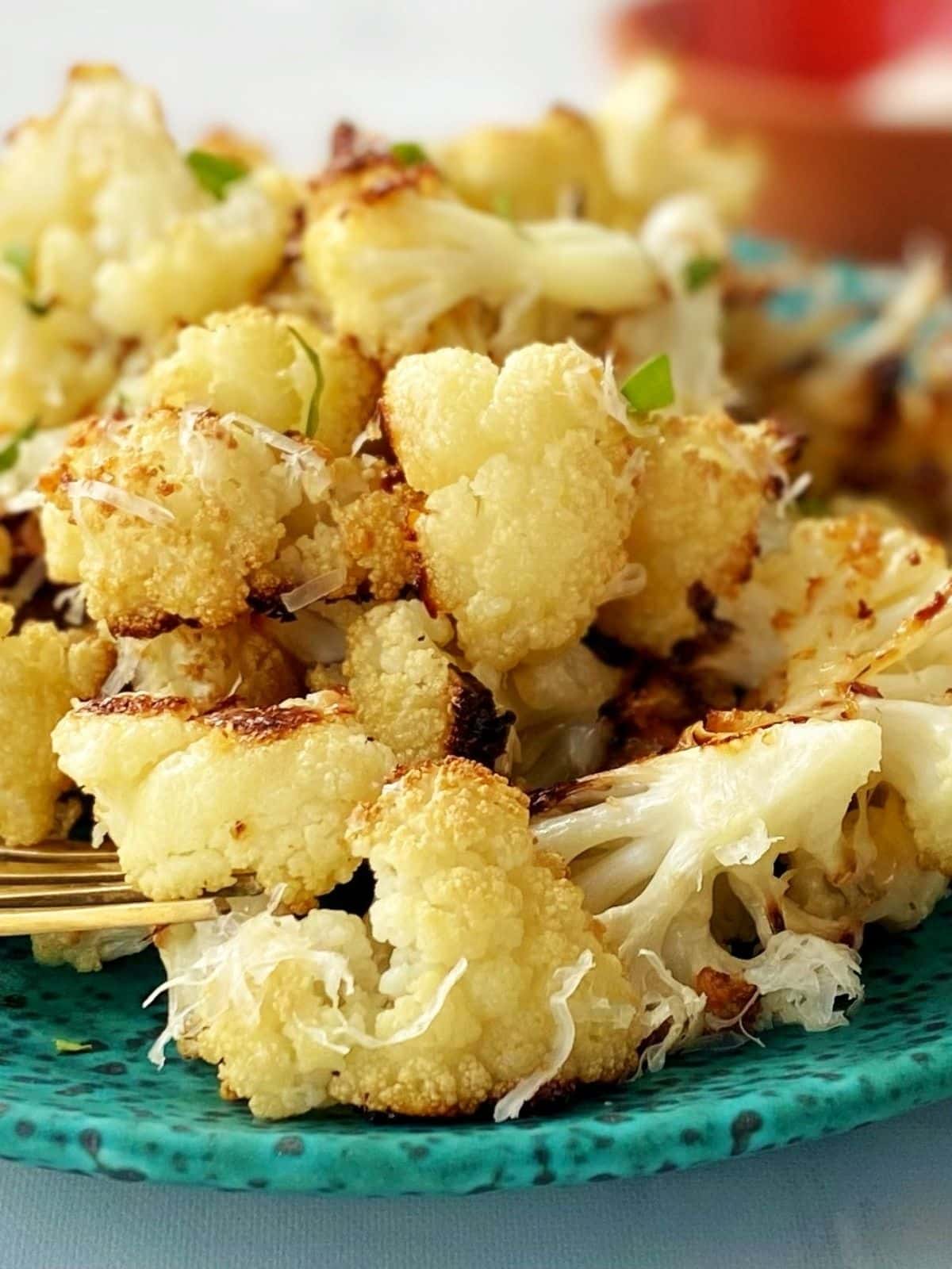 close up of cauliflower on a plate.
