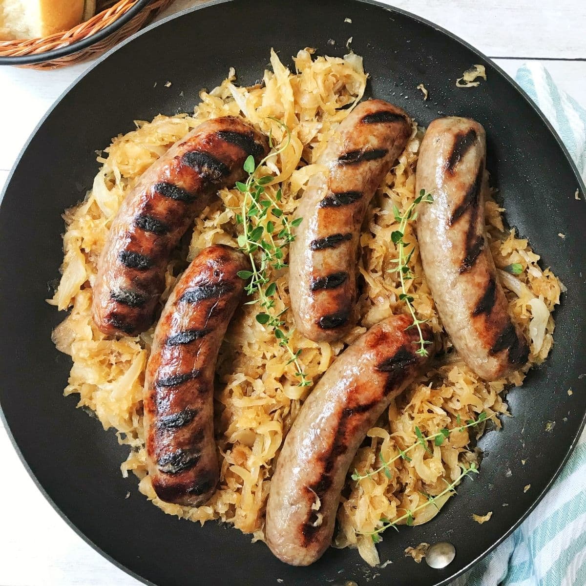 Bavarian Bratwurst with Kraut - The Midnight Baker