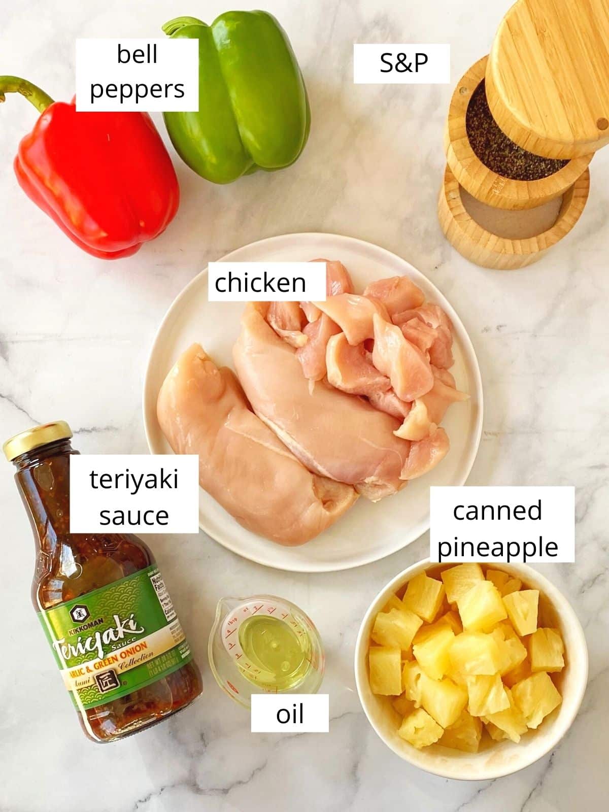 ingredients for chicken teriyaki pineapple.